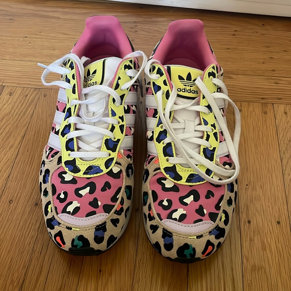 Rainbow leopard adidas kicks